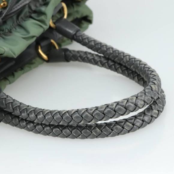 PRADA Hand Bag Nylon 2way Green Gold Auth 104393 - Picture 7 of 16